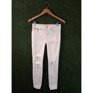 Tommy Jeans Women's White Skinny Denim Jeans Mid Rise Size 0/W25 Ankle Length